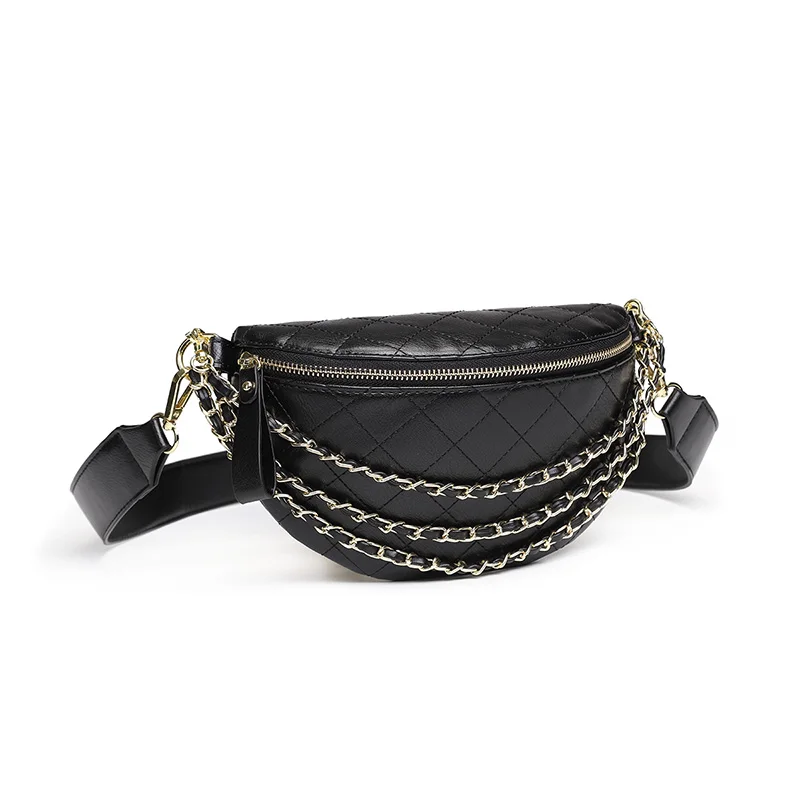 SHYMOON, модные женские поясные сумки, роскошные брендовые дизайнерские сумки на пояс, кожаная нагрудная сумка, кожаные сумки на плечо, поясная сумка, сумки на пояс - Цвет: black