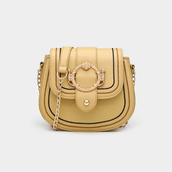 

2020 Luxury Design Sanddle Bag High Quality PU Leather Women Crossbody Bags Embroidery Pattern Metal Chain Girls Mini Bags
