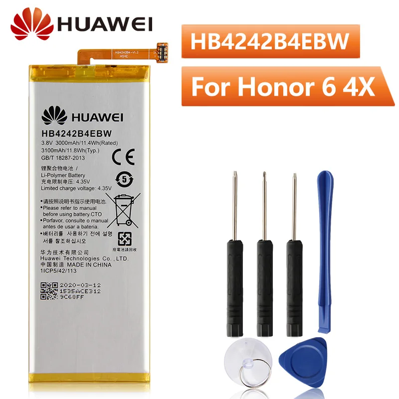 Оригинальный аккумулятор HB4242B4EBW для телефона Huawei Honor 6 4X Mate 9 8C 8 lite P9 Plus Nova 3E P10Lite G9 V9
