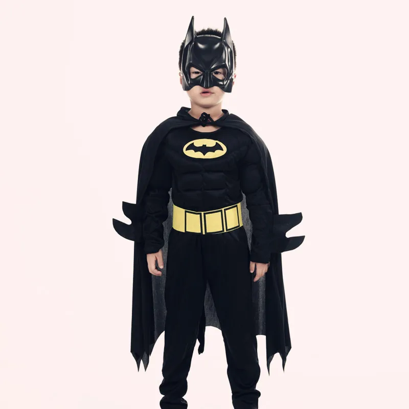 Muscle Batman Costumes,Superman Batman Movie Classic costume halloween for KIds Boys Justice league infantile superhero Clothes