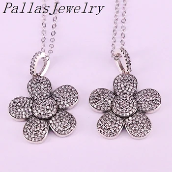 

5Pcs Top Quality New CZ Micro Pave Dark Silver Color Flower Pendant Necklace Fashion Jewelry Necklace For Women Gifts