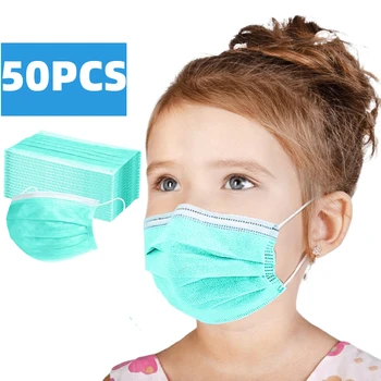 

50pcs Child Mask Disposable Nonwove 3 Layer Ply Filter Mask Mouth Face Mask Filter Safe Breathable Protective Children Masks