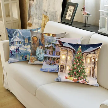 

Led Christmas Pillow Short Plush Light Pillow Case European Style Pillow Christmas Tree Decorations Living Room Decoration