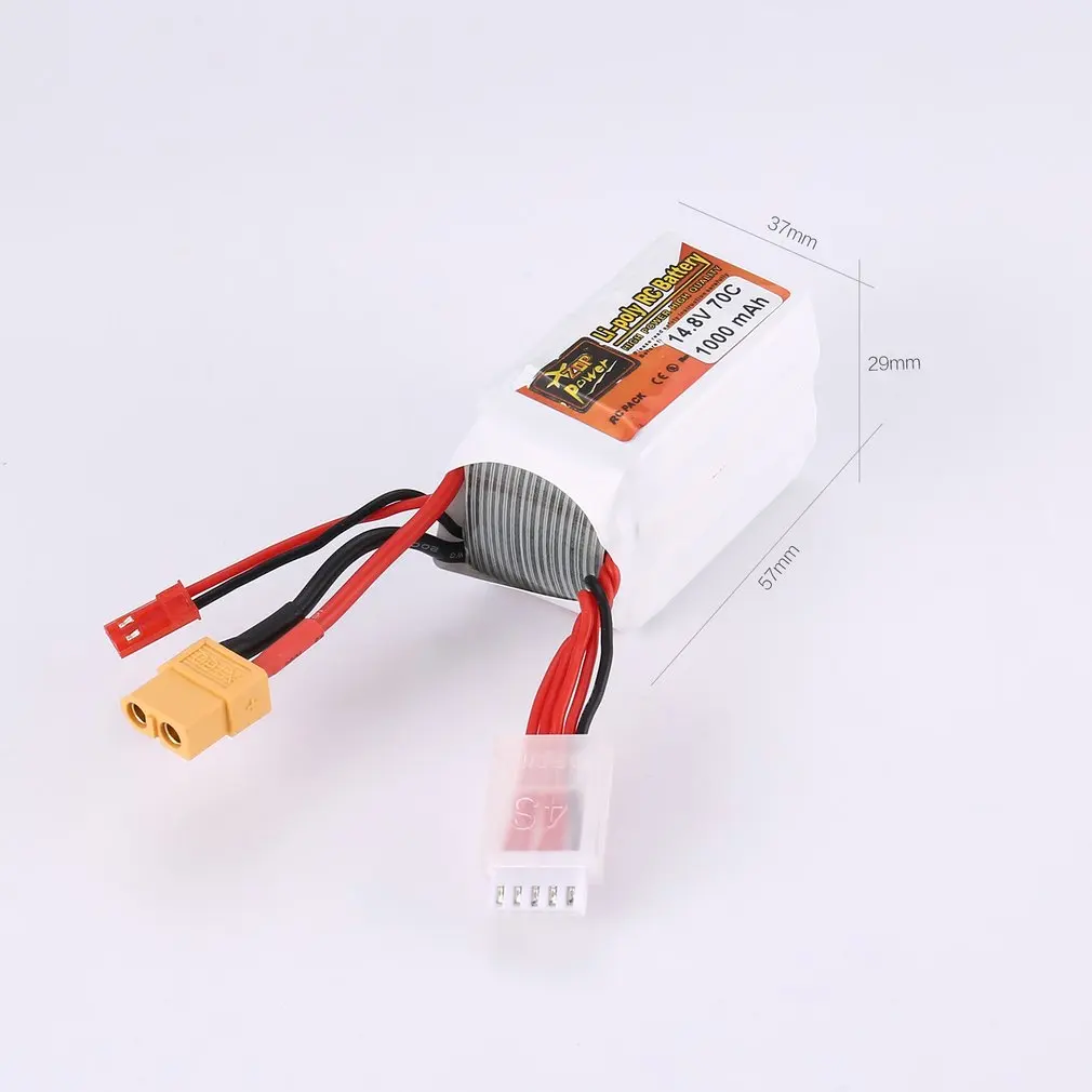 ZOP Power 14.8V 1000mAh 70C 4S 1P Lipo Battery JST XT60 Plug Rechargeable for RC Racing Drone Helicopter Car Boat Model