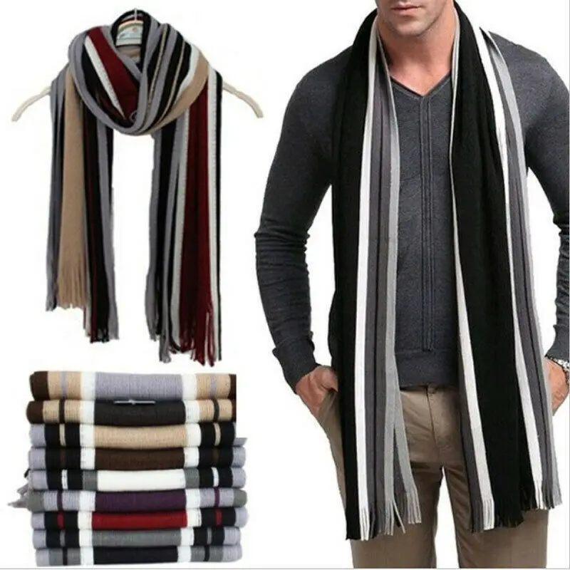 Bufanda larga y para hombre, chal de invierno clásico, con flecos y borlas, la moda, 2020|Bufandas de hombre| - AliExpress