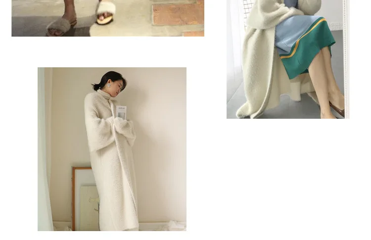 Осенне-зимний женский Мягкий норка с кашемиром длинный свитер модный Свободный Повседневный негабаритный кардиган толстый теплый шерстяной трикотажные пальто