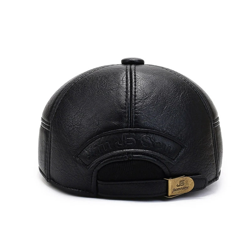 Men's outdoor leather hat winter Berets male warm Ear protection cap genuine leather dad hats Leisure bone