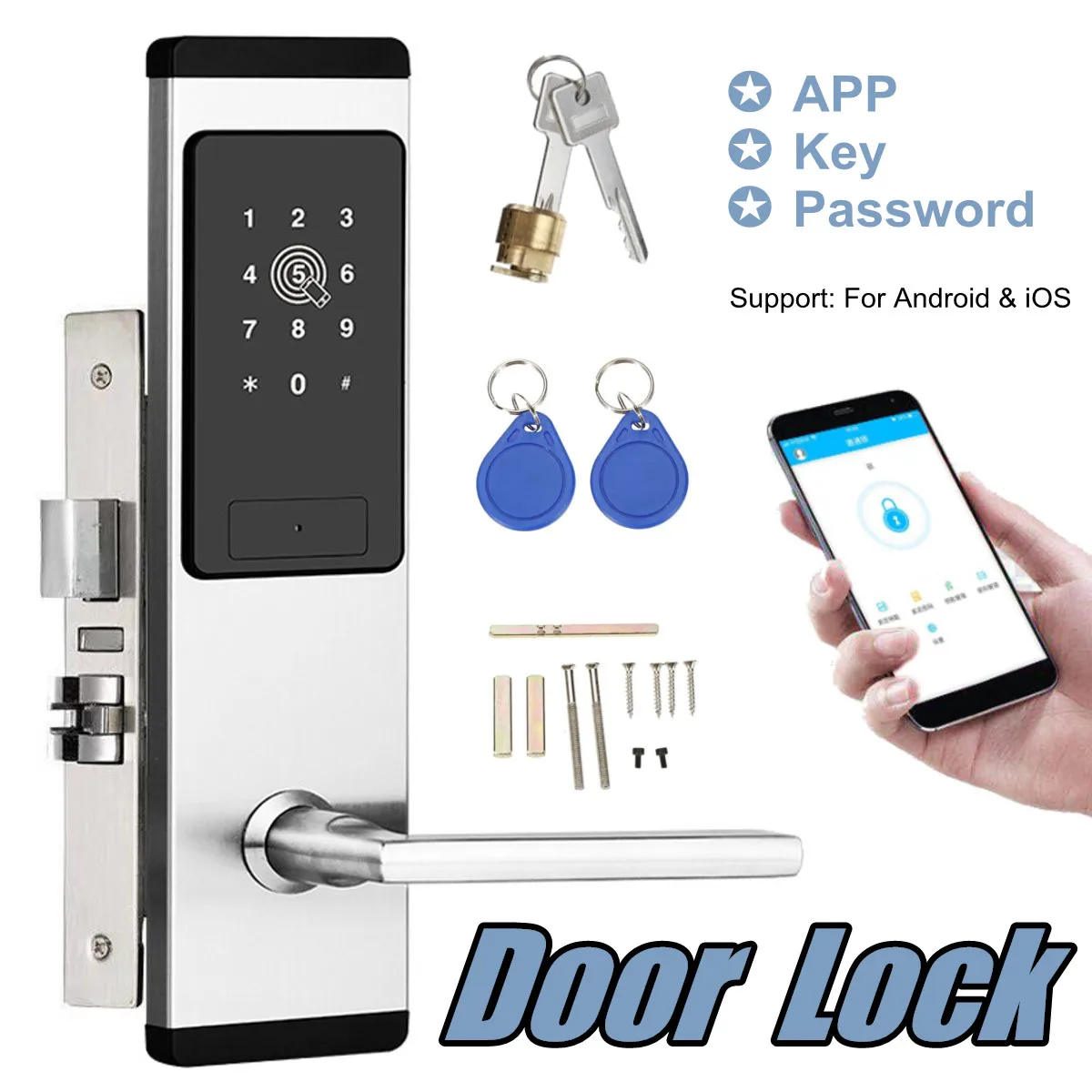 3 Colors Stainless Steel Smart Door Lock Set Smart Card Digital