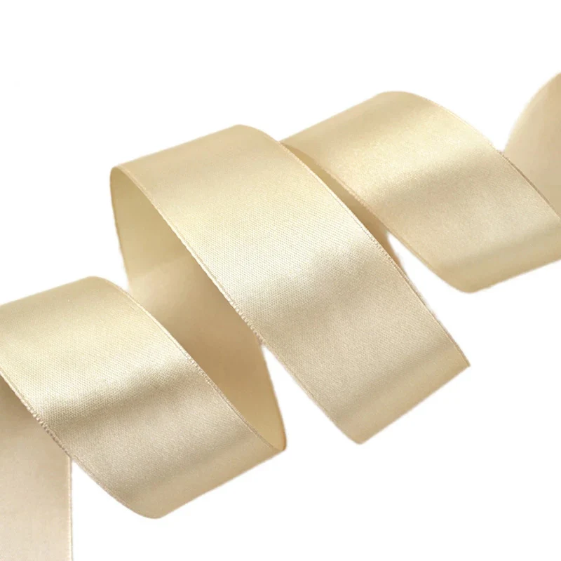Christmas Ribbon 25 Yards/roll Champagne Single Satin Ribbon Gift Wrapping Christmas Handmade DIY Ribbons