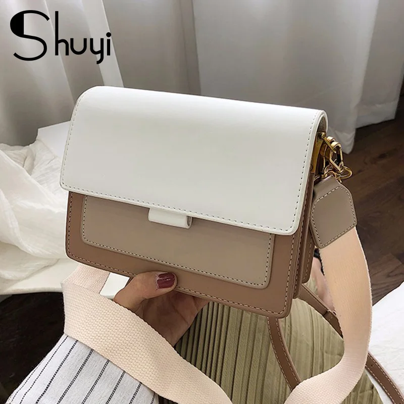 

Contrast color Leather Crossbody Bags For Women 2020 Travel Handbag Fashion Simple Shoulder Messenger Bag Ladies Cross Body Bags