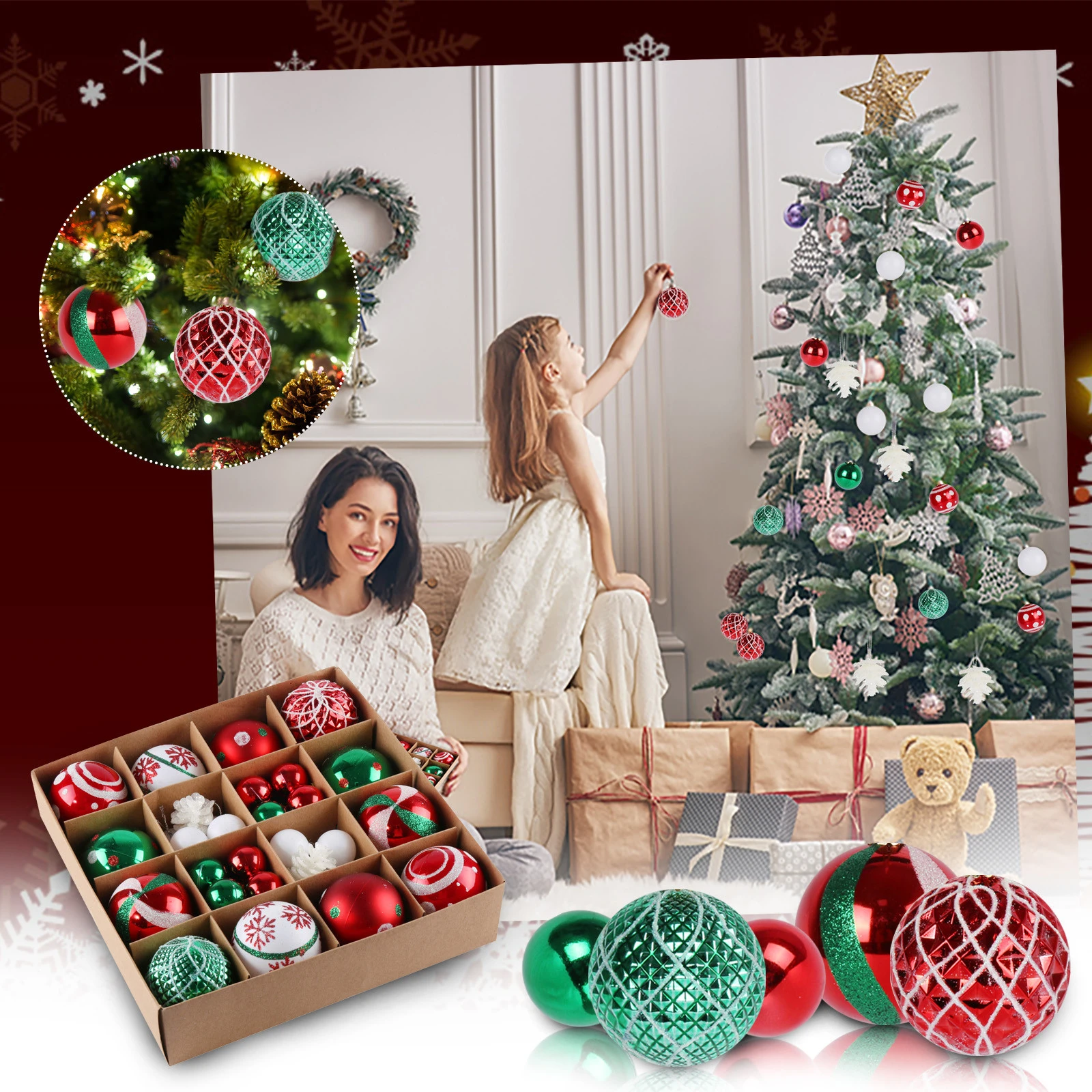 Kerstballen Ornamenten Kleine Kerstballen Xmas Kerstboom 42Pcs En 44Pcs Kleur Navidad|Hanger & Hangende Ornamenten| - AliExpress