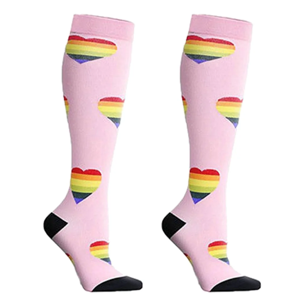 1 Pair Women Sports Leg Support Sleeves Compression Socks Pink Blue Gray M/S XL/L