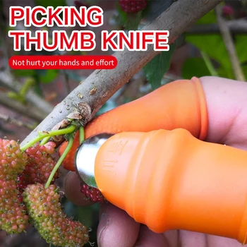 

New Silicone Thumb Knife Finger Protector with Blade Vegetable Fruit Harvesting Knife Plant Blade Scissors Cutting Garden Gloves