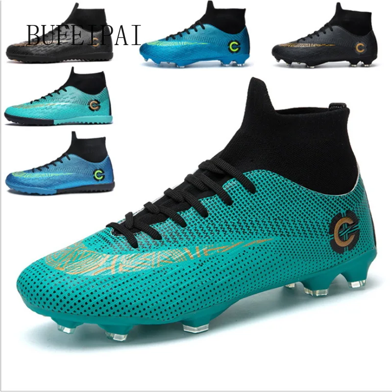 

BUFEIPAI Outdoor Men Boys Soccer Shoes Football Boots High Ankle Kids Cleats Training Sport Sneakers Size 38-46 football boots