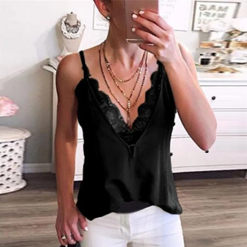 Майка женская с V образным вырезом пикантный Повседневный Топ без рукавов на