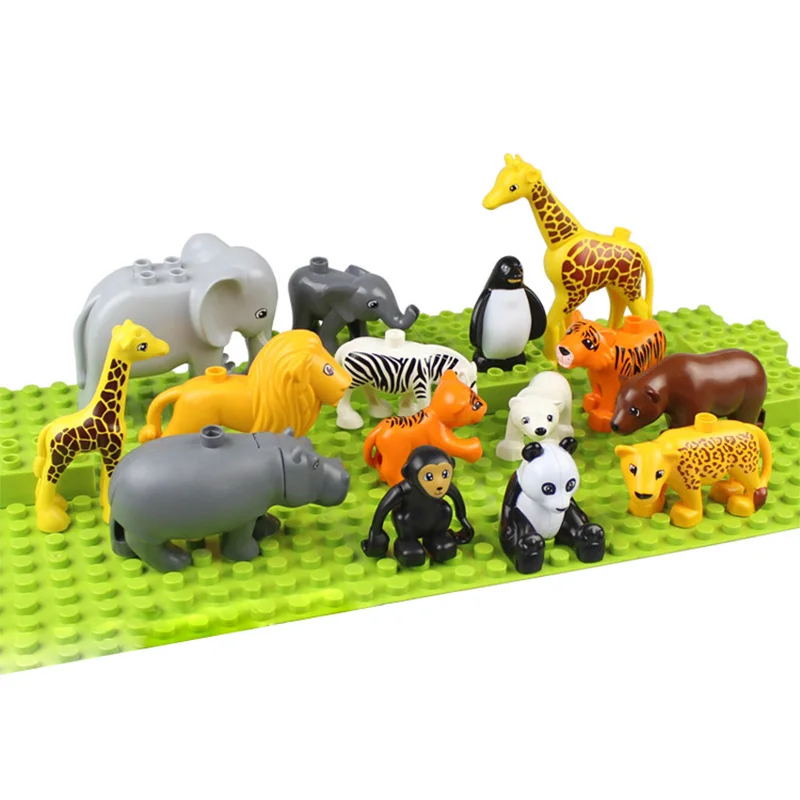 

legoing duploed Animals Series big building blocks black cat dog lion and Tiger elephant with toys for childrens kids party gift