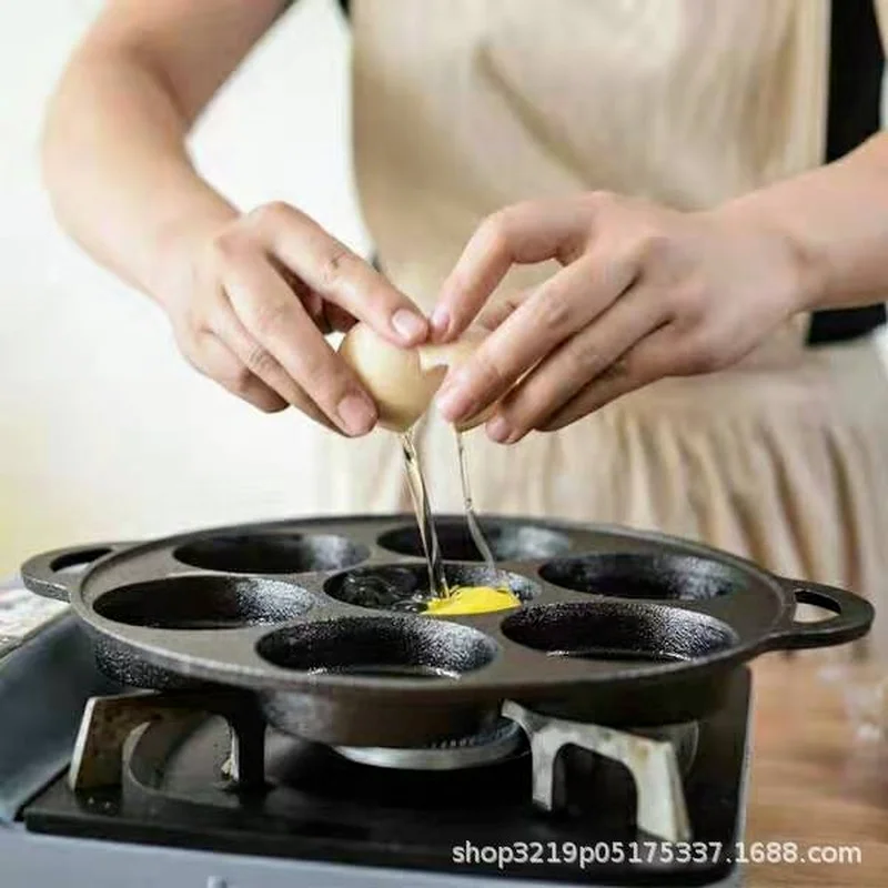 Seven-hole frying pan thickened omelette pan non-stick egg pancake steak cooking egg ham breakfast machine