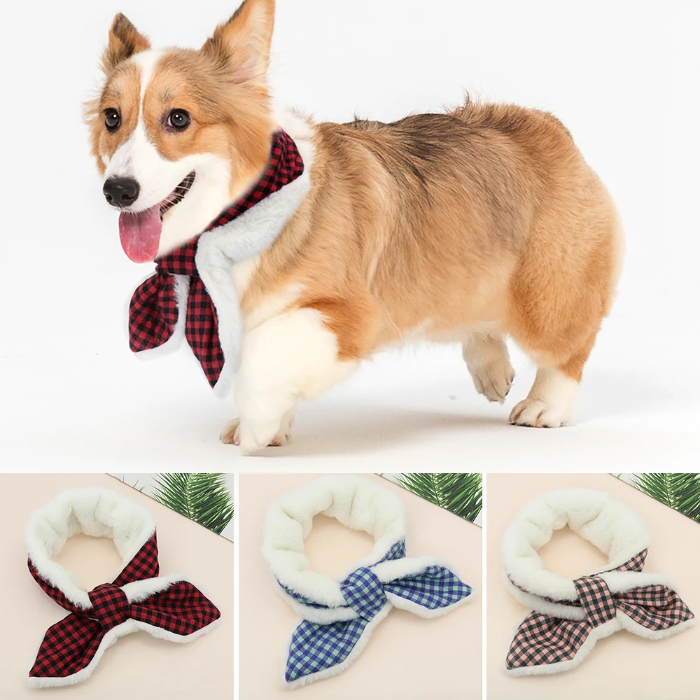 Теплая зимняя бандана для собак шерстяная подкладка ошейник кошек и шарфы