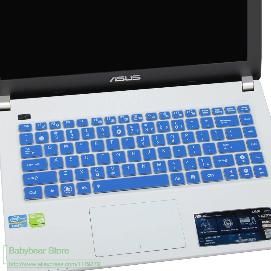 blue Для Asus силиконовый гелевый Чехол для клавиатуры защитная крышка для Asus A43BE A43BR A43BY A43E A43SD A43SJ A43SM A43SV A43TA A43TK A43U - Цвет: blue