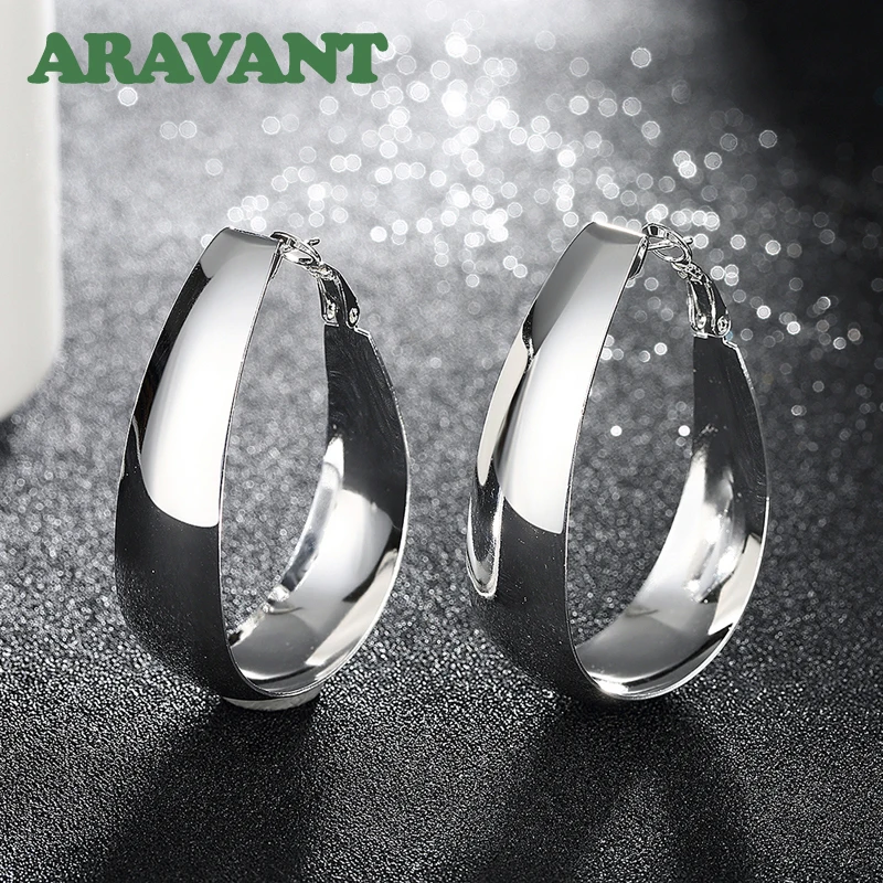Top Quality 925 Silver Jewelry U Shaped Hoop Earrings For Women Fashion Best Gift | Украшения и аксессуары