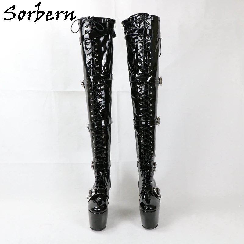 Sorbern Paha Tinggi Chunky Gesper Boot 