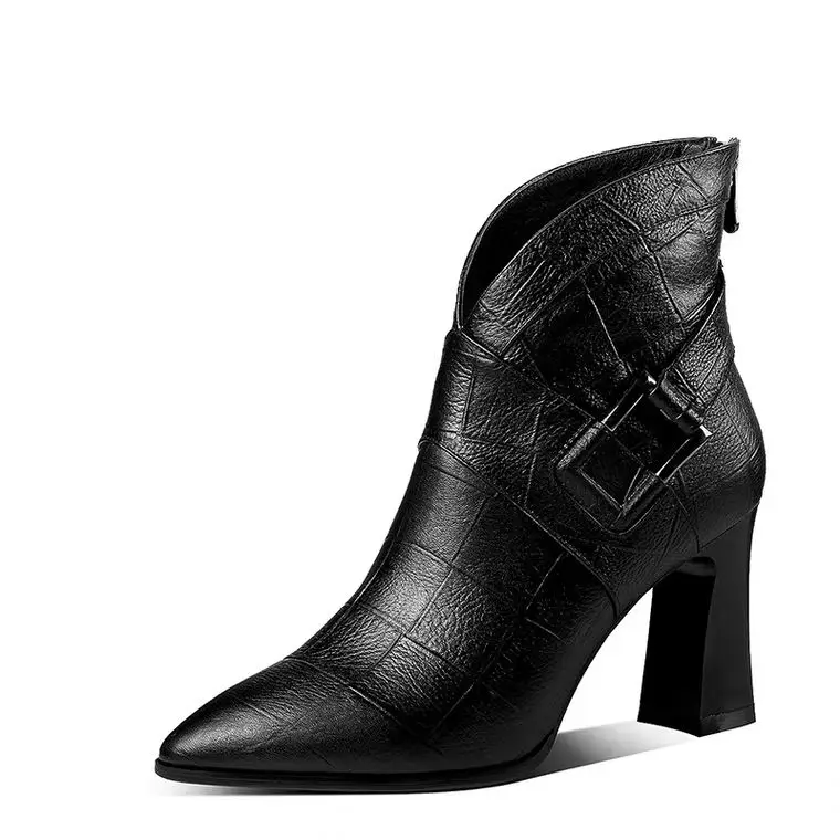 Sexy Women Boots Autumn and Winter V-Neck High Heels Ankle Shoes Boots Leather Booties Feminina Woman Wedding Party Shoes