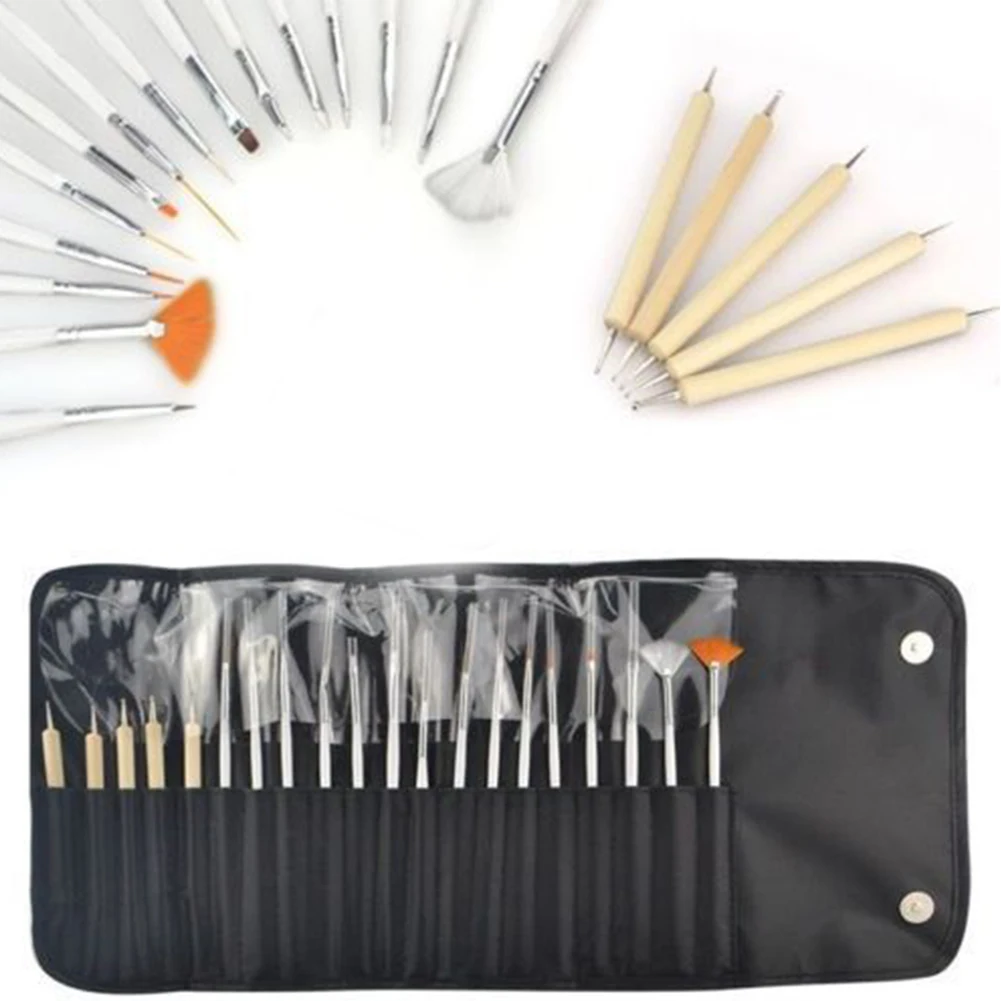 20pcs Painting Pen DIY Flower Brushes Bundle Decorations Dotting Detailing Point Drill Tool Kit Plastic Polish Wood Nail Art