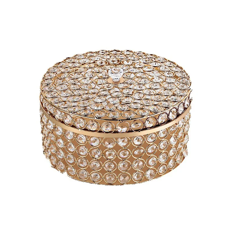 

20cm Crystal Candy Tray Cosmetics Jewelry Storage Box Wedding Decoration Props Fruit Plate