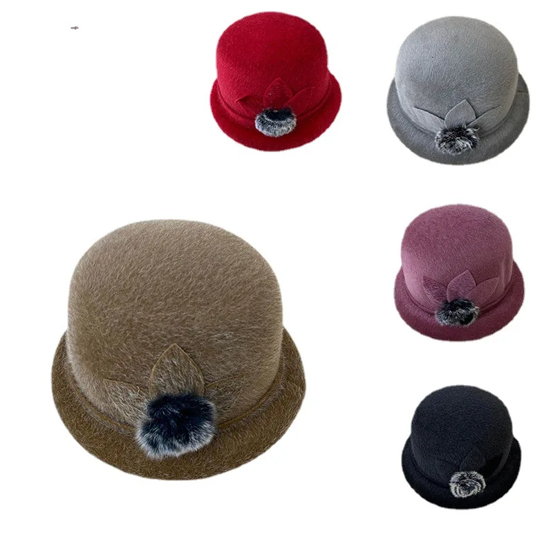 Middle Aged and Elderly Hat Imitation Mink Top Hat Autumn Warm Basin