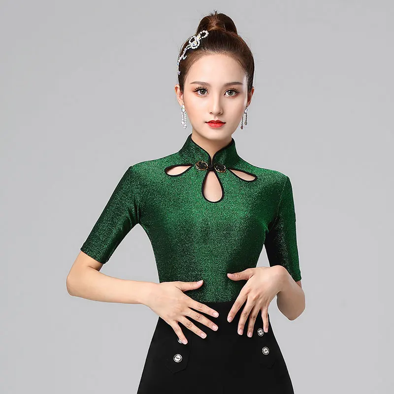 Двойной современный национальный стандарт Топ женский короткий рукав