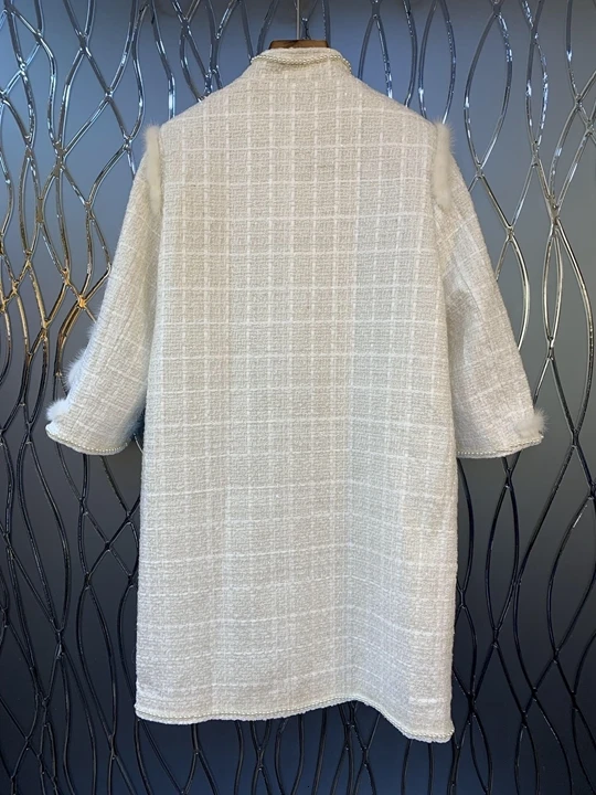 Autumn Early New Wool Wool Knitting and Splicing Decorative Long Sleeve Fabric Dress 923