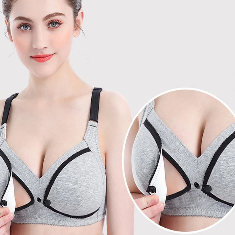 Women Maternity Feeding Nursing Bra Pregnancy Open Front Buckle  Breastfeeding Bralette Wireless Lightly Padded Underwear