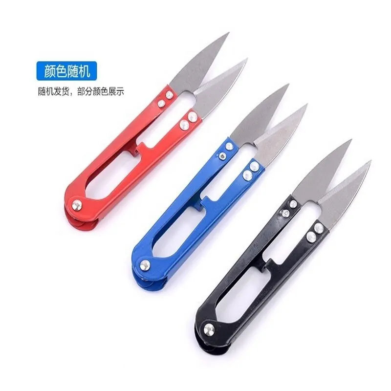 Включая sharp)(случайный цвет) крестиком u-образные ножницы швейная Резьбовая головка из нержавеющей стали Острые Ножницы 10.6x2cm-1