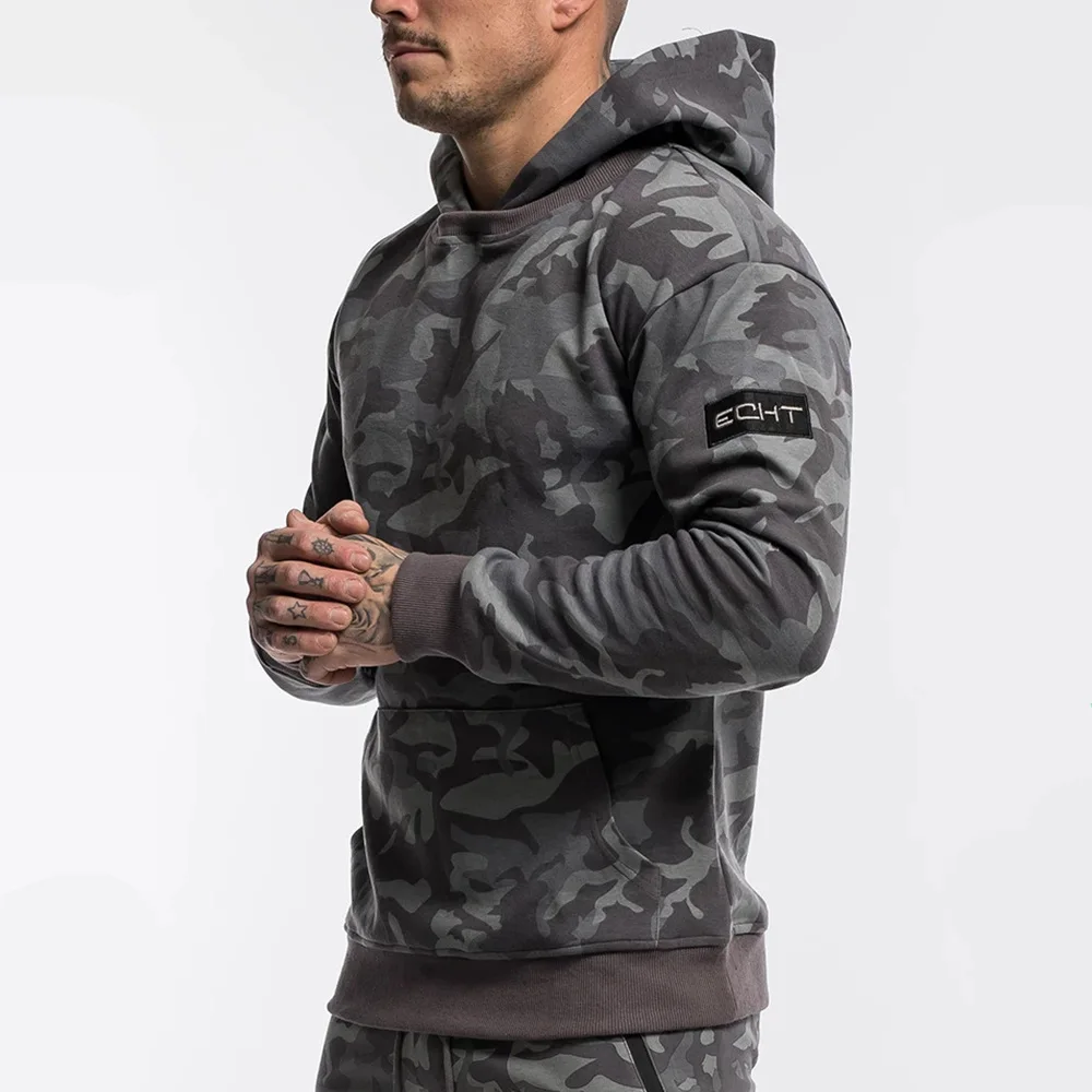 Gray (Hoodie) Камуфляжные спортивные штаны для бега, обтягивающие брюки для мужчин, повседневные брюки, мужские хлопковые спортивные штаны для фитнеса и тренировок, осенне-зимняя спортивная одежда - Цвет: Gray (Hoodie)