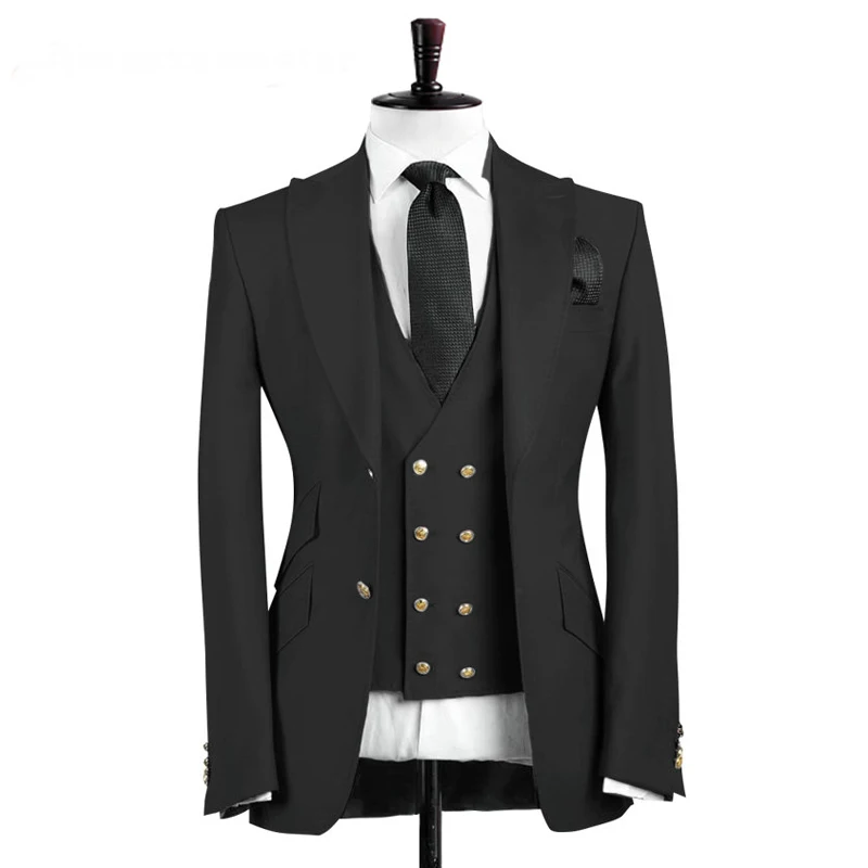 Tailor Made Slim Fit Men Suits for Wedding Groom Tuxedo 3 Piece Peaked Lapel Ivory Set Jacket with Pants Vest Male Fashion