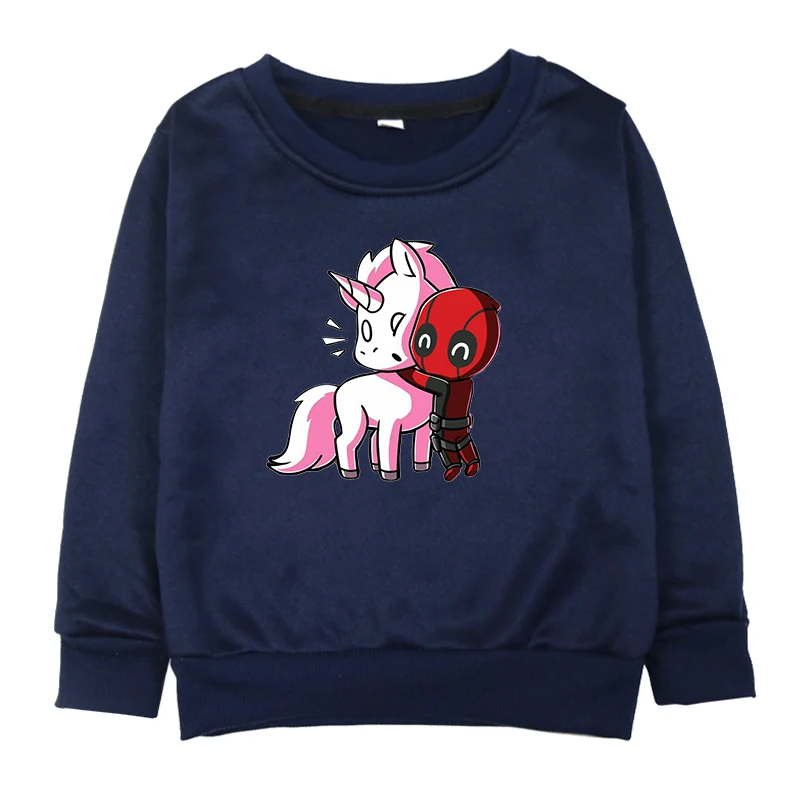 Hoodies 9 Принт с дэдпулом, свитер для маленьких девочек хлопковая Осенняя детская одежда флисовый логотип для мальчиков от 2 до 14 лет - Цвет: Hoodies 9