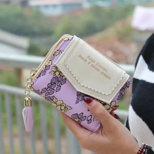 Monedero pequeño para mujer, Cartera cuero, plegable, tarjetero|Carteras| - AliExpress