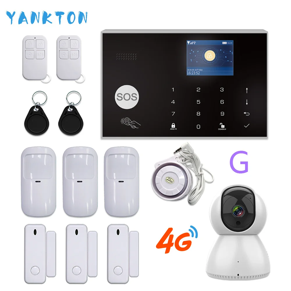 YK-005-4G-G30-C-G Tuya 433MHz WiFi 3g& 4G домашняя охранная и охранная сигнализация, приложение, пульт дистанционного управления, беспроводной хост-будильник, комплект с ip-камерой, Радионяня - Цвет: YK-005-4G-G30-C-G
