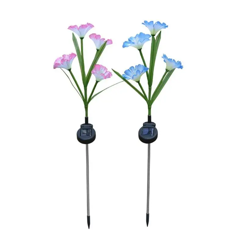 2 шт 3 цвета 4LED Солнечный симулятор Morning Glory газон свет Красочные Изменение наружная газонная лампа для сада - Испускаемый цвет: 3