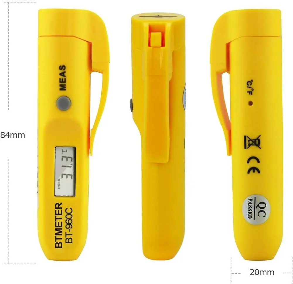 BTMETER BT-960C Мини цифровой инфракрасный термометр температура ручка с карманом клип Instan для кухни барбекю конфеты жарки