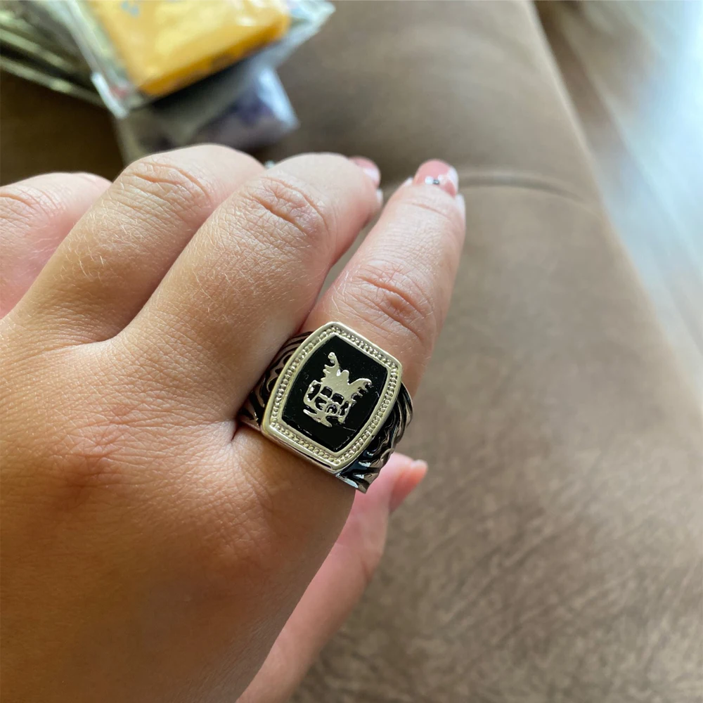 Hanreshe the Vampire Diaries Ring Stainless Steel Black Revival