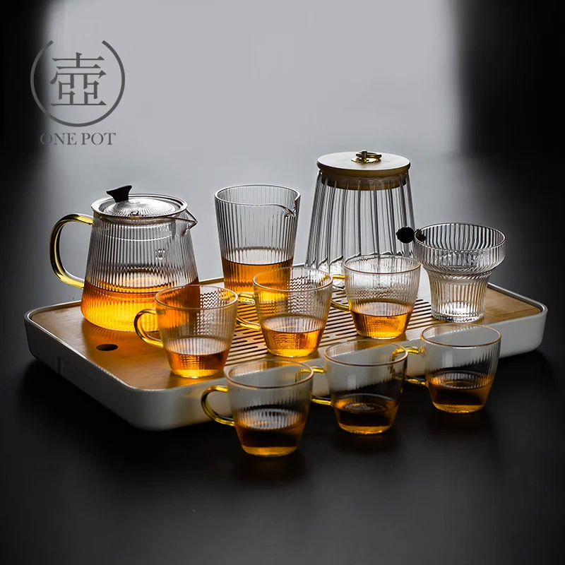 

Transparent glass tea set household Japanese teapot teacup tray teaware tea maker high temperature resistance filter
