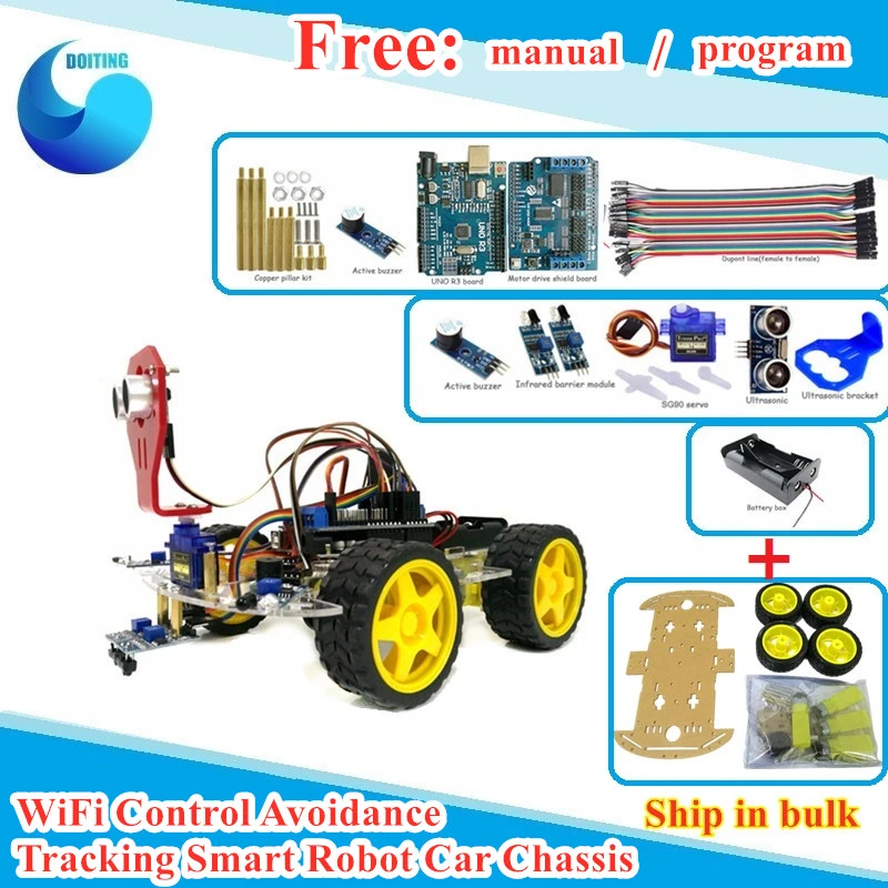 Smart Robot Car Chassis Kit Ultrasonic module Avoidance tracking For Arduino kit