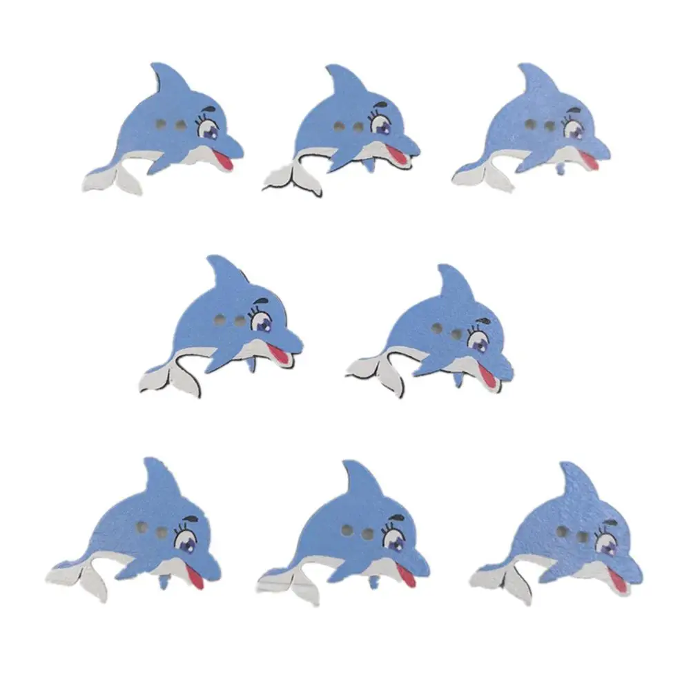 

50Pcs Dolphin Painted Wooden Buttons for Craft DIY Scrapbooking Decor 2 Holes Buttons Wood Buttons Handwork Sewing Accessories