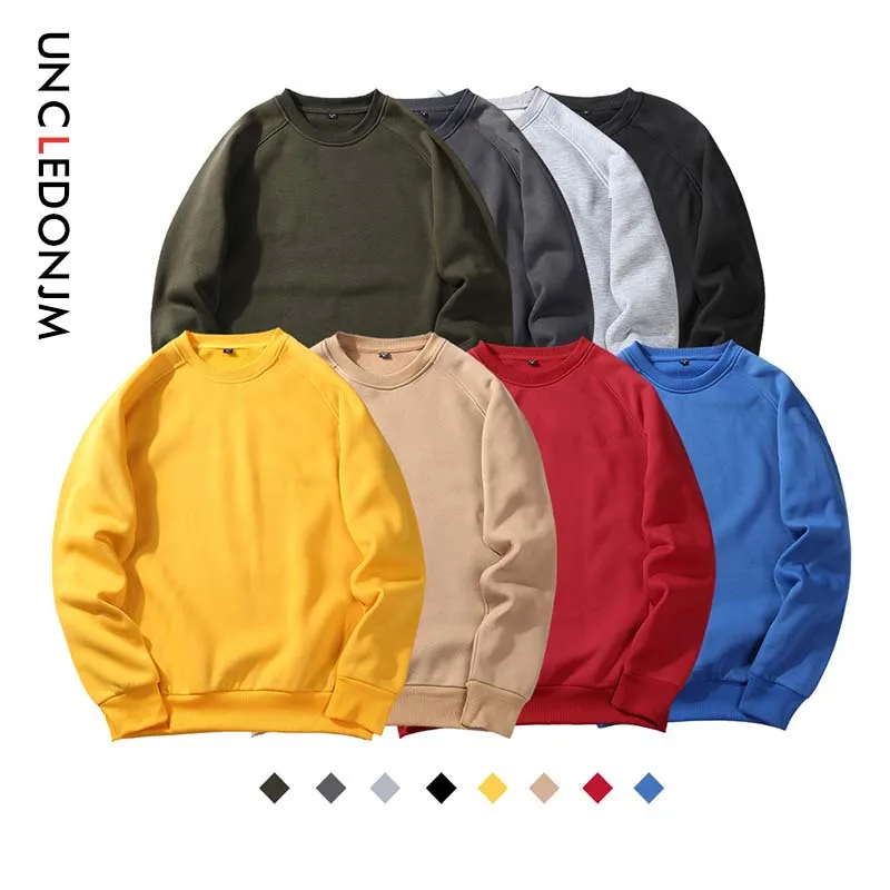 

UNCLEDONJM Winter Mens Hip Hop Multi-colour Hoodies Velvet Fabrics Fleece Sweatshirts 8 Solid Color Winter Sweatshirts HT-WY19