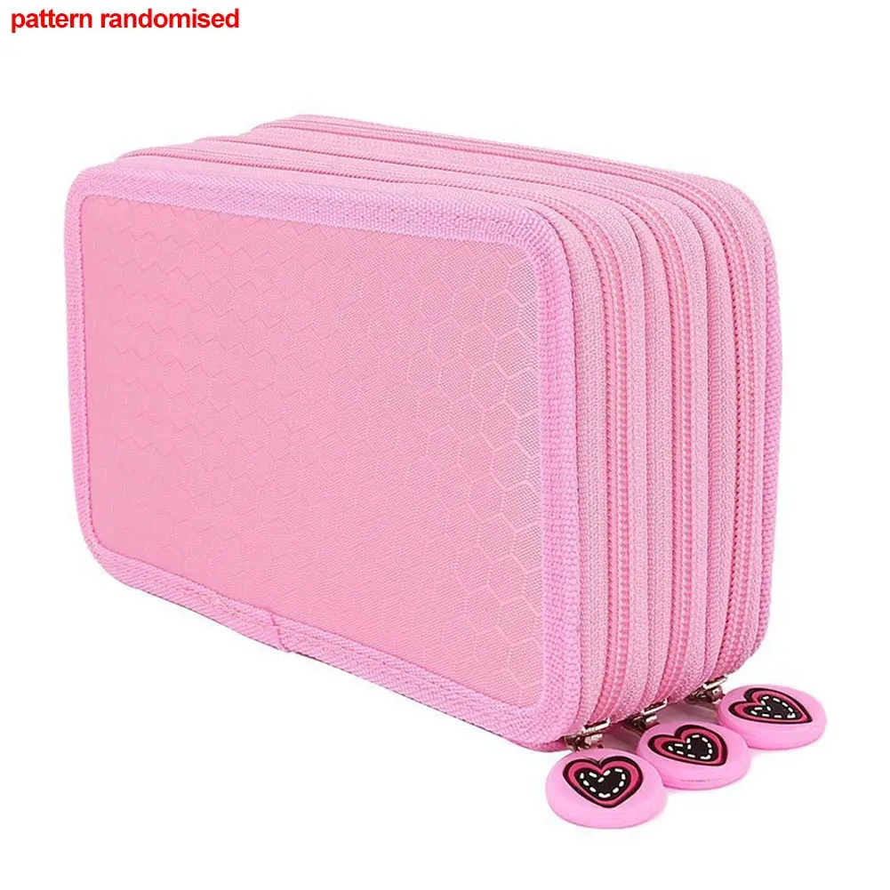 Pink Школьные принадлежности Оксфорд канцелярские эскизы коробка для хранения 3th пол Сумочка для ручек и карандашей чехол милый 52 отверстия - Цвет: Pink