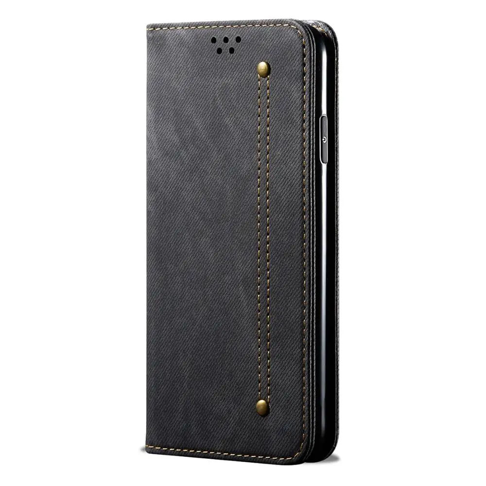 Холщовый ретро кожаный магнитный флип-чехол для huawei P30 MATE 30 pro Lite P Smart Z Y9 honor 20 - Цвет: Черный