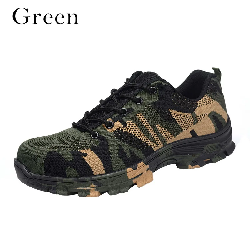 WENYUJH/новые рабочие кроссовки; нерушимая обувь для мужчин и женщин со стальным носком; дышащие ботинки с защитой от проколов - Цвет: green