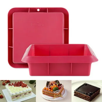 

DHL 50pcs Food Grade Silicone Square Shape Non Stick Cake Mould Cookie Baking Molds DIY Decorating Tools 23*23*6.5cm