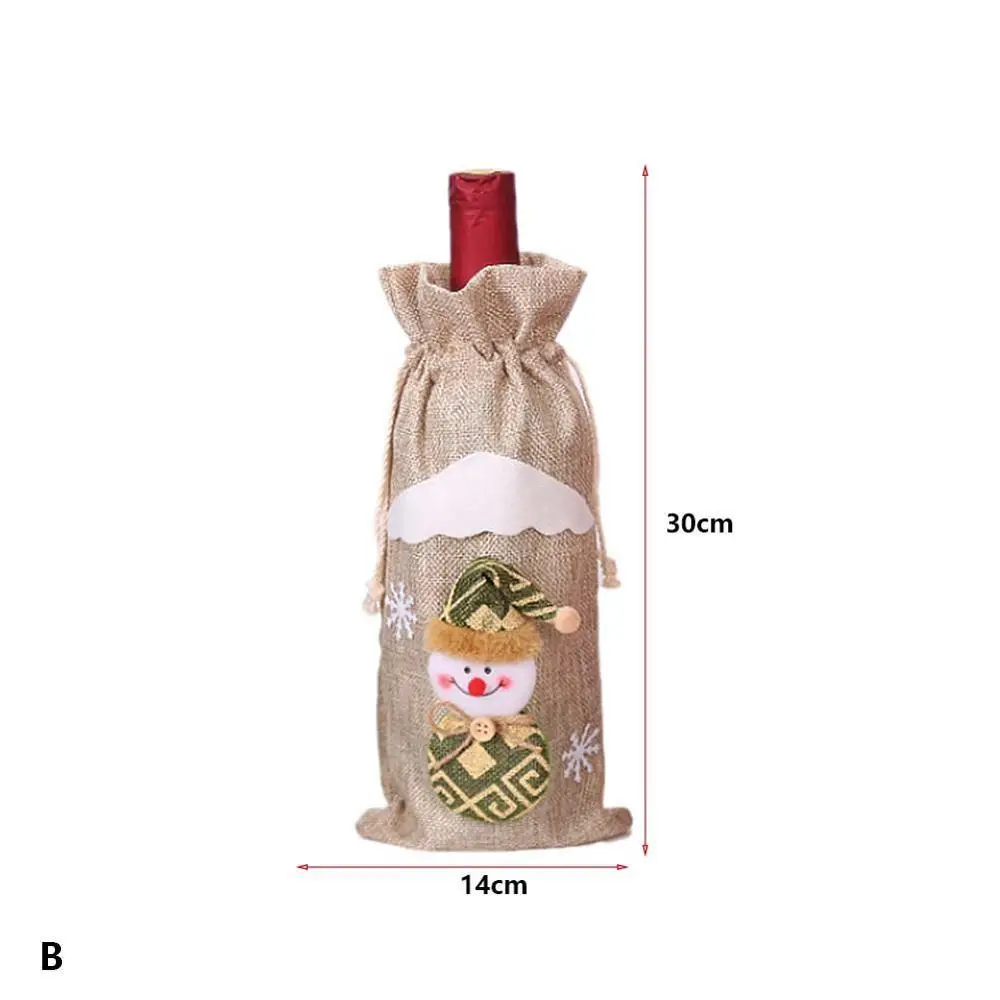 Рождественский шнурок мешок для бутылки кукла шампанское красное вино бутылка набор декоративное покрытие украшение стола Рождественская вечеринка - Цвет: B snowman